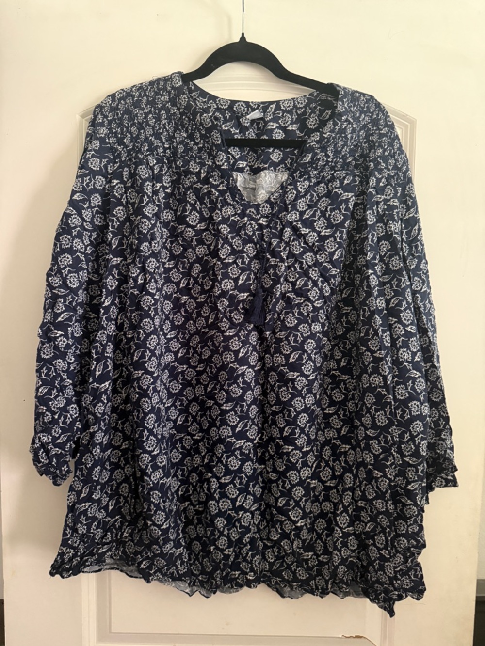 Old Navy Navy and White Floral Tunic Top